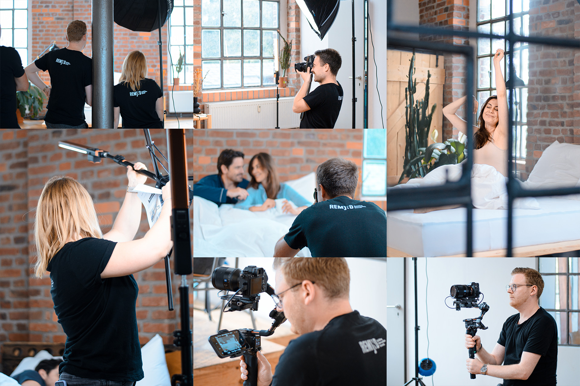 Collage mit Eindrücken vom Shooting mit der Werbeagentur REMJND